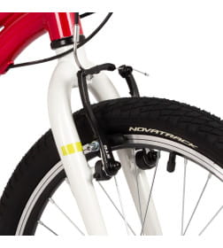 Велосипед NOVATRACK 20" KATRINA, алюм.рама, жёлтый-красный, 6-скор, TY21/TS38, V-brake
