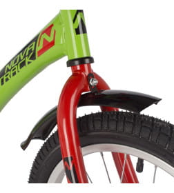 Велосипед NOVATRACK 16" STRIKE зеленый, тормоз нож, крылья корот, полная защита цепи