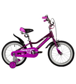 Велосипед NOVATRACK 16" NOVARA алюм., фиолетовый, пер.руч., зад.нож. тормоз, короткие крылья, полная защ.цепи
