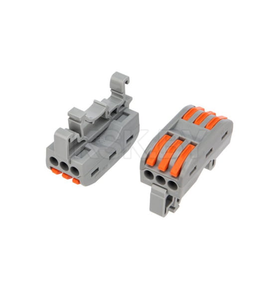 Клемма соединительная многоразовая проходная 3-полюсная, с креплением на DIN-рейку (0,08-4 мм²) серая REXANT 07-5238 (07-5238) 