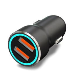 Устройство зарядное автомобильное c двумя портами (USB-A + USB-A) c LED-подсветкой 12Вт REXANT 18-2242-5