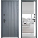 Дверь входная "Ультима " Черная шагрень/Вайт,зеркало (правая)  860х2050 мм