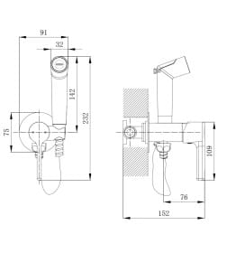 Смеситель скрытого монтажа с гигиеническим душем Voda Column, CLM01