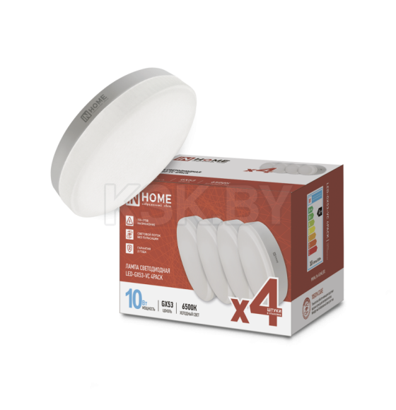 Лампа светодиодная LED-GX53-VC 4PACK 10Вт 230В 6500К 950Лм (упак. 4 шт.) IN HOME 4690612052953 (4690612052953) 