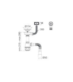 Сифон для кухни, два перелива, пластик. винт, выпуск 3 1/2, с гибкой трубой 1/2" - 40/50 мм AV Engineering AVE129776E