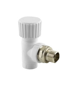 Кран вентильный для радиатора ПП 20х1/2" угловой белый РосТурПласт 10533