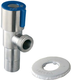 Кран угловой 1/2" х 1/2" хром (синий) Fashun A54897C