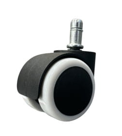 Колесо с белым полиуретановым покрытием, прорезиненное, 50мм, черное