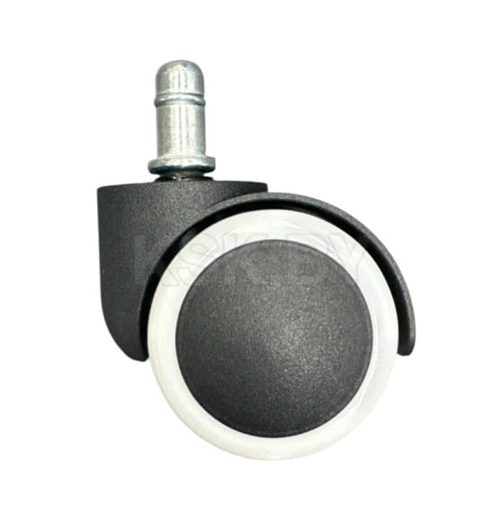 Колесо с белым полиуретановым покрытием, прорезиненное, 50мм, черное (120180) 