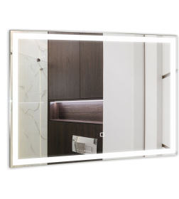 Зеркало с подсветкой Silver Mirrors.Ливия Led 800х600х30мм  (подогрев, часы,сенсорный выключатель)
