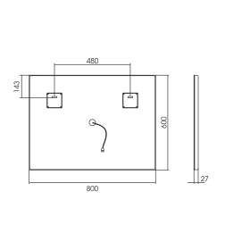 Зеркало с подсветкой Silver Mirrors.Ливия Led 800х600х30мм  (подогрев, часы,сенсорный выключатель)