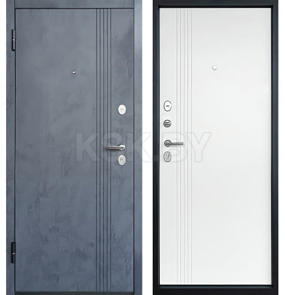 Дверь входная "Луара" Бетон графит/белая эмаль (левая)  960х2050 мм