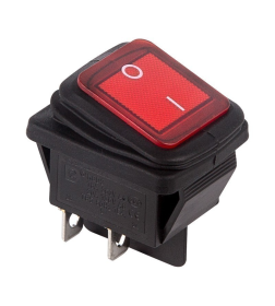Выключатель клавишный 250V 15А (4с) ON-OFF красный с подсветкой, влагозащита (RWB-507) REXANT 06-0307-C