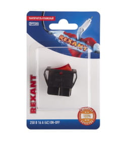 Выключатель клавишный 250V 16А (4с) ON-OFF красный с подсветкой (RWB-502, SC-767, IRS-201-1) REXANT 06-0303-B