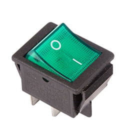 Выключатель клавишный 250V 16А (4с) ON-OFF зеленый с подсветкой (RWB-502, SC-767, IRS-201-1) REXANT 36-2332