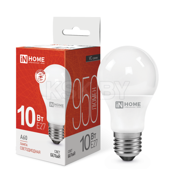 Лампа светодиодная LED-A60-VC 10Вт 230В Е27 4000К 950Лм IN HOME 4690612020211 (4690612020211) 
