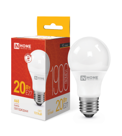 Лампа светодиодная LED-A60-VC 20Вт 230В Е27 3000К 1800Лм IN HOME 4690612020297