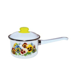 Ковш "Анютины глазки" белоснежный 1,5 л (с крышкой) СТАЛЬЭМАЛЬ 1RD144M