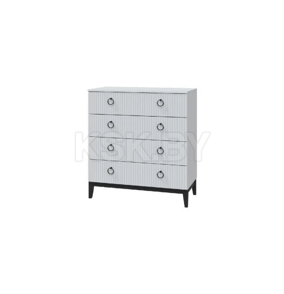 Комод "Шарлиз" 4 ящика (белое сияние/белый снег) МЛК 639-0824-05 (639-0824-05) 