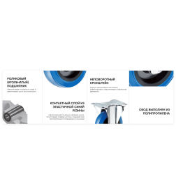 Неповоротная колесная опора, эластичная синяя резина RONEL FRCL 54