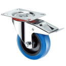 Промышленное поворотное колесо Longway с тормозом, эластичная синяя резина SRCLb 42 (SRCLb 42) 