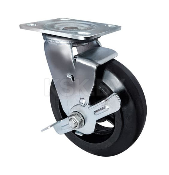 Поворотная колесная опора б/г с тормозом ,черная резина D100 SCdb 42 (SCdb 42) 