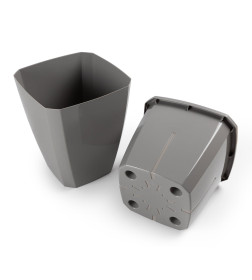 Кашпо квадратное с дренажной вставкой "Лаунж" 4л/2,8л пыльно-серое С372ПСЕРСП