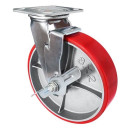 Промышленное поворотное колесо Longway б/г с тормозом полиуретан SCpb 55 (SCPB 55) 