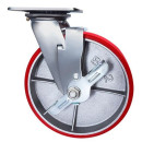 Промышленное поворотное колесо Longway б/г с тормозом полиуретан SCpb 55 (SCPB 55) 