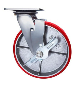 Поворотная колесная опора б/г с тормозом, полиуретан D200 SCpb 80