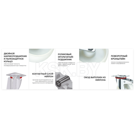 Поворотная колесная опора c тормозом, нейлон RONEL SRCnb 42 (SRCnb 42) 