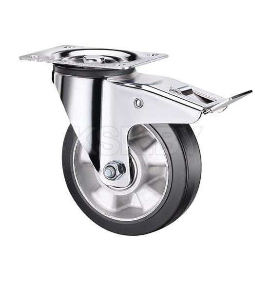 Поворотная колесная опора с тормозом, б/г черн. резина. Усиленная RONEL SCDLb 80 HEAVY (SCDLb 80 HEAVY) 