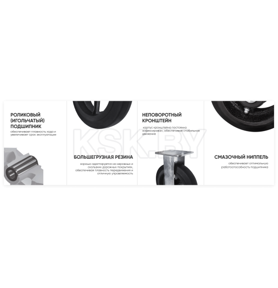 Колесо неповоротное  черная рез. D 150 нагрузка 230 кг FCd 63 (FCd 63) 