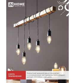 Лампа светодиодная LED-СВЕЧА-deco 12Вт 230В Е14 3000К 1350Лм прозрачная IN HOME 4690612053660