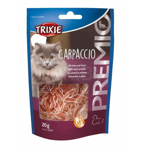 Лакомство "TRIXIE PREMIO" для кошек, карпаччо из утки и белой рыбы, без глютена и сахара, 20 г.; Страна пр-ва: Китай (02-42707 ) 