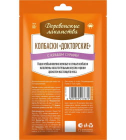 Лакомство "Деревенские лакомства" для кошек, колбаски "Докторские" с крабом сурими, 60г.; Страна пр-ва: Китай