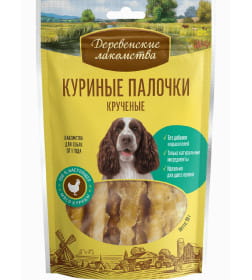 Куриные палочки крученые "Деревенские лакомства", для собак всех пород, 90г; Страна пр-ва: Китай