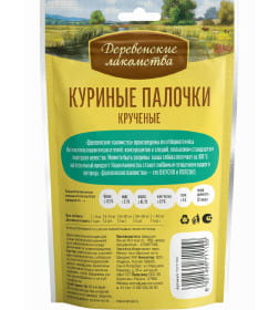 Куриные палочки крученые "Деревенские лакомства", для собак всех пород, 90г; Страна пр-ва: Китай