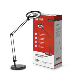 Светильник настольный светодиодный CRAFT ССО-17Ч 10Вт 6500К 700Лм с оптическим фильтром и адаптером (черный) IN HOME 4690612040110