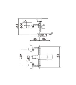 Смеситель для ванны и душа сатин Fashun A53020