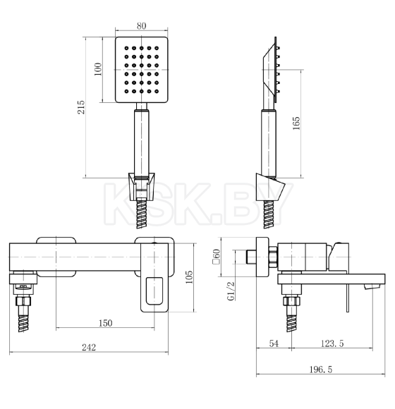 Смеситель для ванны и душа сатин Fashun A53117 (A53117) 