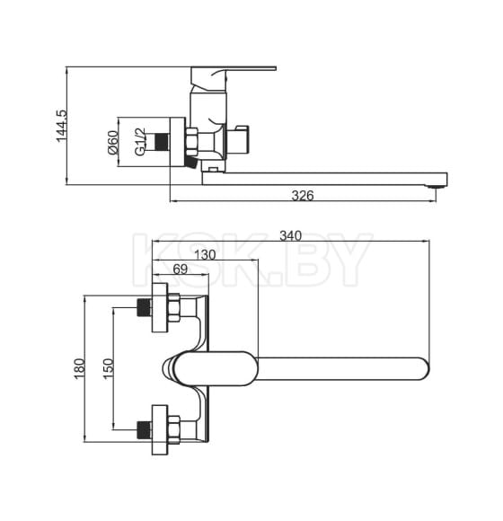 Смеситель для ванны и душа хром Fashun A2285 (A2285) 