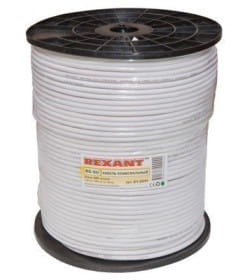 Кабель RG-6U+CU, (64%), 75 Ом, 305 м (белый) REXANT 01-2231