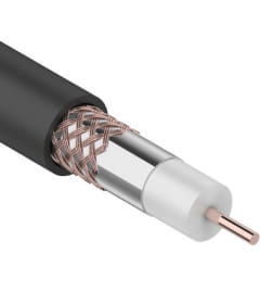 Кабель коаксиальный RG-6U+Cu, 75 Ом, Cu/Al/Cu, 64%, бухта 305 м, черный OUTDOOR REXANT 01-2232