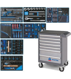 Набор инструментов "ACTION" в серой тележке (327 предметов) KING TONY 934-327AMG