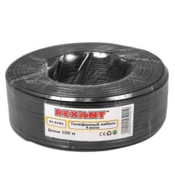 Кабель телефонный 4 жилы 100 м черный (ШТЛП-4) REXANT 01-5109