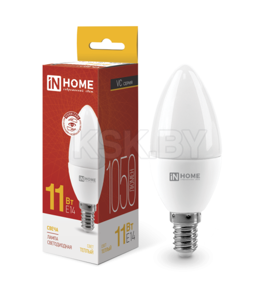Лампа светодиодная LED-СВЕЧА-VC 11Вт 230В Е14 3000К 990Лм IN HOME 4690612020464 (4690612020464) 