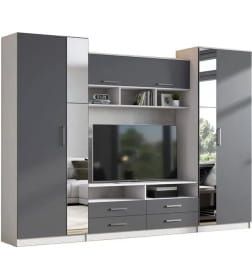 Гостиная Палермо-7 (анкор белый/графит) Астрид-мебель ЦРК.ПЛР.07