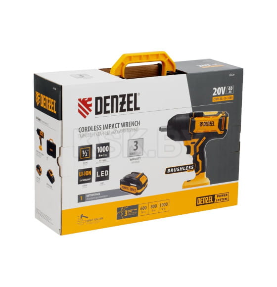Гайковерт ударный аккумуляторный Denzel CIWH-BL-20-1000 (26520) 