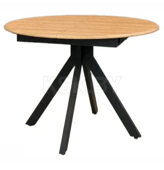 Стол обеденный "Москва" 1000(1400) мм бабочка (МДФ Дуб Монтана/рама черная/Металл черный) Элементика